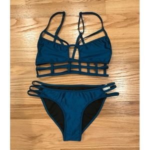 One Teaspoon Eagle’s Shadow Caged Blue Bikini Set